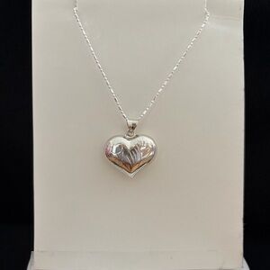 Sterling Silver 925 Heart Pendant & Necklace 19”